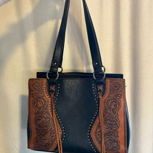 Black and Brown Leather Tote Bag - Picture 1 of 7